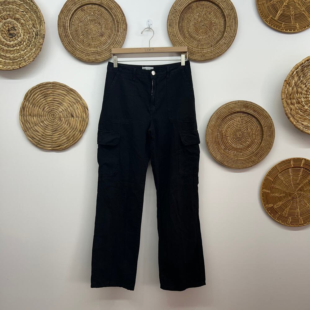 Zara Neutral Black Straight Leg Cargo Pant Y2K Style 6